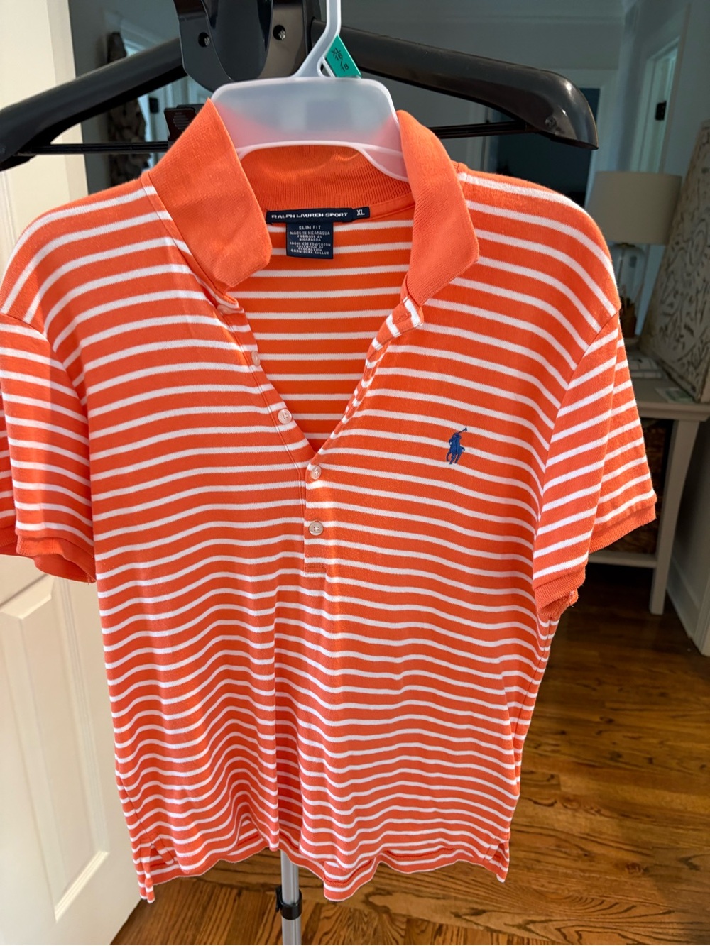 Polo Ralph Lauren women’s  Orange & White Striped Polo Shirt